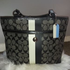 Coach Signature - Black & White Tote Handbag